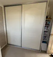 Hand routered split Victoria doors with in ivory, fitted in Stockton-on-Tees